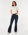 Hollister Curvy High-rise Dark Wash Flare Jeans In Blue
