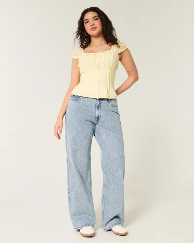 Hollister Curvy High-rise Medium Wash Baggy Jeans