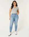 Hollister Curvy High-rise Medium Wash Super Skinny Jeans In Blue