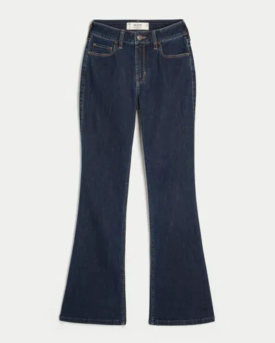 Hollister Curvy High-rise Dark Wash Bootcut Jeans In Black