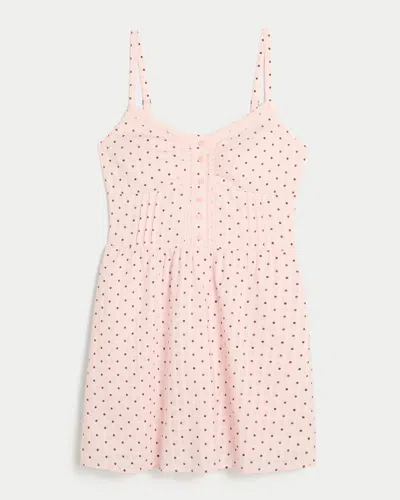 Hollister Curvy Lace Trim Mini Dress In Pink