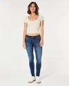 Hollister Curvy Low-rise Dark Wash Super Skinny Jeans In Blue