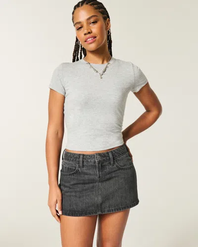 Curvy Low-rise Denim Mini Skort In Multi from Hollister