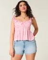 Hollister Curvy Low-rise Light Wash Floral Embroidered Denim Shortie Shorts In Blue