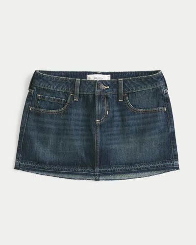 Hollister Curvy Low-rise Denim Mini Skort In Blue