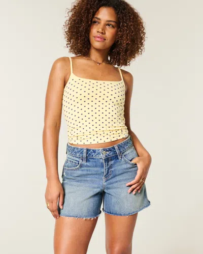 Hollister Curvy Low-rise Medium Wash Baggy Jean Shorts In Neutral