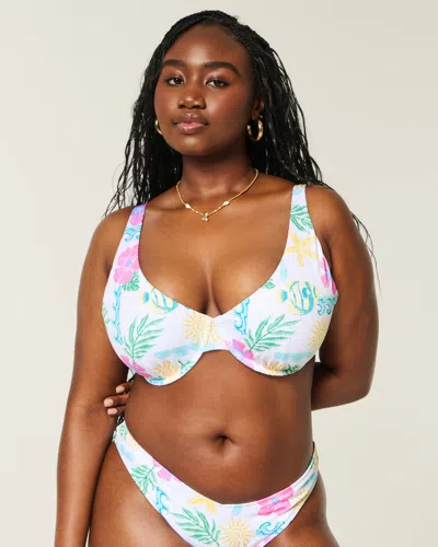 Hollister Curvy Rib High Apex Underwire Bikini Top In Blue