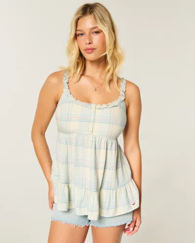 Hollister Curvy Ruffle Trim Tunic Top In Multi