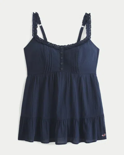 Hollister Curvy Ruffle Trim Tunic Top In Multi