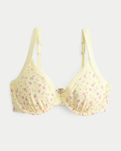Hollister Curvy Wide Strap High Apex Underwire Bikini Top In Yellow