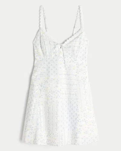Hollister Daisy Trim Mini Dress In White