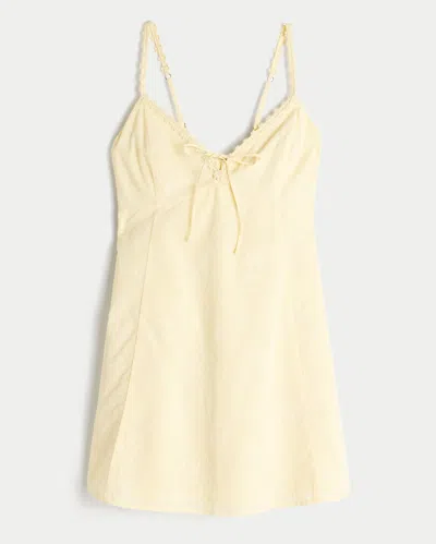 Hollister Daisy Trim Mini Dress In Neutral