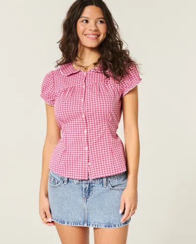 Hollister Denim Icon Micro Mini Skort In Pink