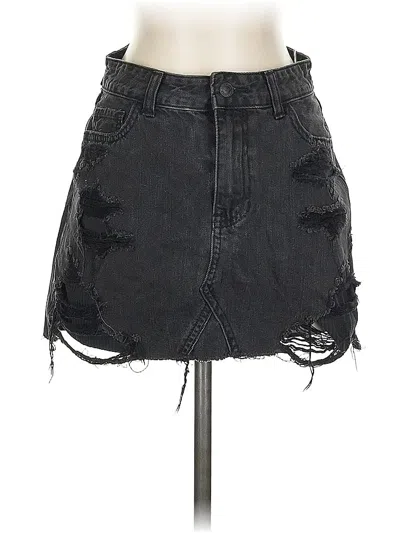 Pre-owned Hollister Denim Skirt In Black
