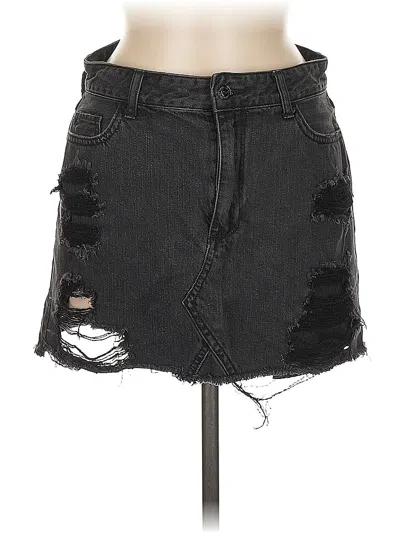 Pre-owned Hollister Denim Skirt In Black