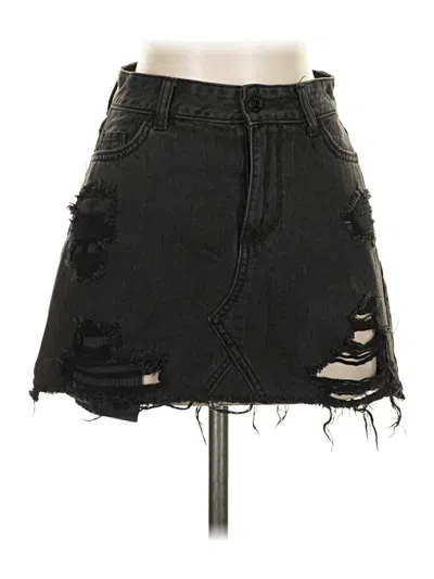 Pre-owned Hollister Denim Skirt In Black