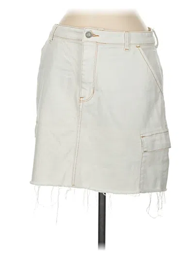 Pre-owned Hollister Denim Skirt In White