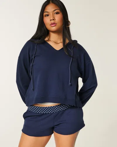 Hollister Dot Interior Fleece Mini Shorts In Blue