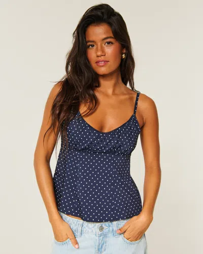 Hollister Dot Pattern Babydoll Tank In Blue