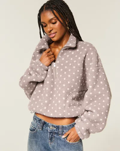 Hollister Dot Sherpa Half-zip Sweatshirt In Brown