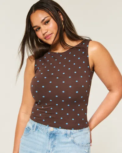 Hollister Dot Slash-neck Tank In Brown
