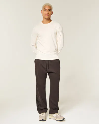 Hollister Double Graphic Baggy Sweatpants In Brown
