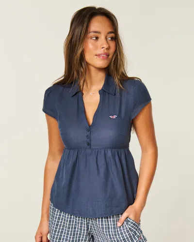 Hollister Easy Babydoll Shirt In Blue