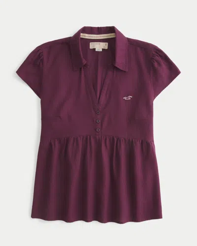 Hollister Easy Babydoll Shirt In Burgundy