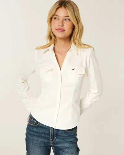Hollister Easy Button-through Icon Shirt In White