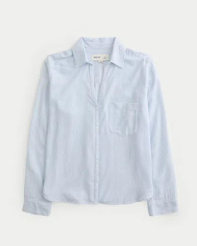 Hollister Easy Button-through Shirt In Blue