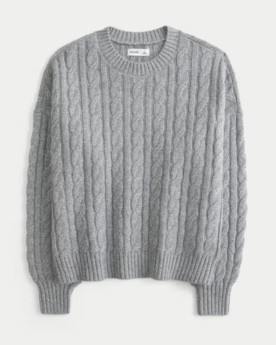 Hollister Easy Cable-knit Crew Sweater In Gray