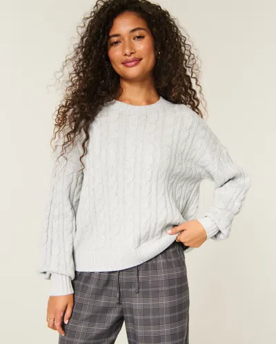 Hollister Easy Cable-knit Crew Sweater In Gray