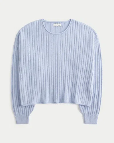 Hollister Easy Cable-knit Crew Sweater In Blue