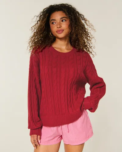 Hollister Easy Cable-knit Crew Sweater In Red