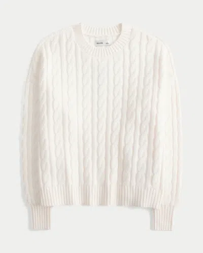 Hollister Easy Cable-knit Crew Sweater In White