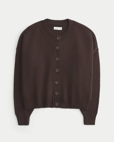 Hollister Easy Crew Cardigan In Brown