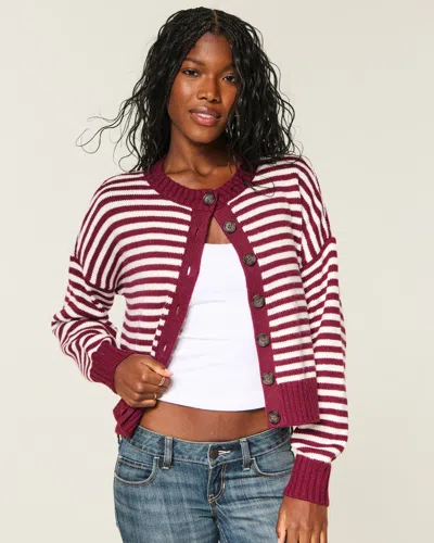 Hollister Easy Crew Cardigan In Pink