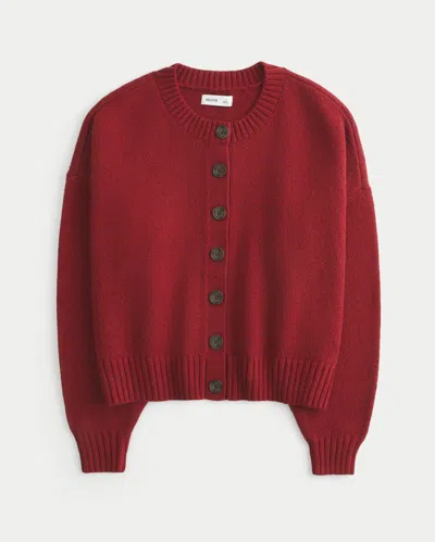 Hollister Easy Crew Cardigan In Red