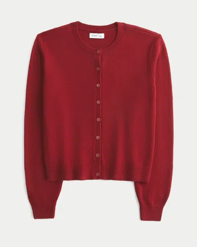 Hollister Easy Crew Cardigan In Red