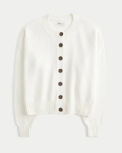 Hollister Easy Crew Cardigan In White