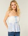 Hollister Easy Crochet-style Fabric Mix Strapless Top In White