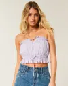 Hollister Easy Crop Strapless Lace Inset Tube Top In Purple