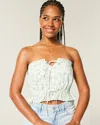 Hollister Easy Crop Strapless Lace Inset Tube Top In Green