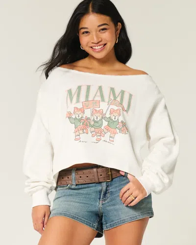 Hollister Easy Double Off-the-shoulder Miami Graphic Sweatshirt