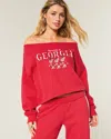 Hollister Easy Double Off-the-shoulder University Of Georgia Graphic Sweatshirt In Red