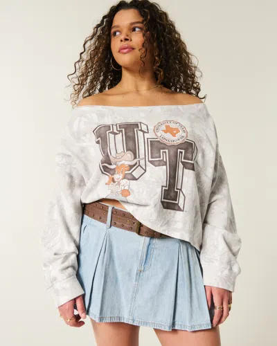 Hollister Easy Double Off-the-shoulder University Of Texas Graphic Sweatshirt