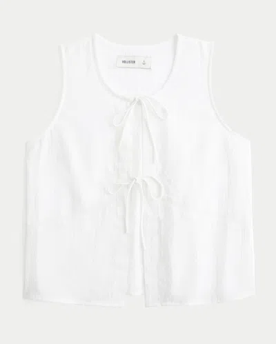 Hollister Easy Embroidered Tie Front Vest In White