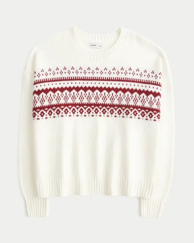 Hollister Easy Fair Isle Crew Sweater In White