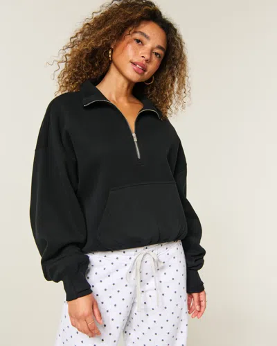 Hollister Easy Half-zip Sweatshirt In Black
