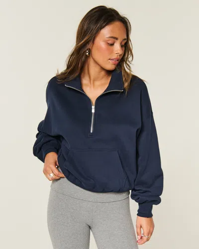 Hollister Easy Half-zip Sweatshirt In Blue